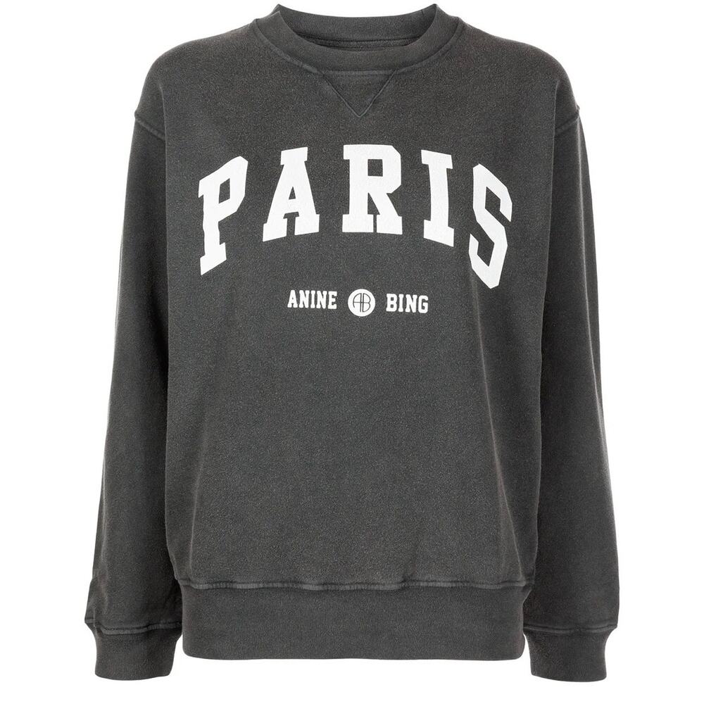 Anine Bing Ramona Paris Gray Sweatshirt Women’s Sz. M - Picture 2 of 9